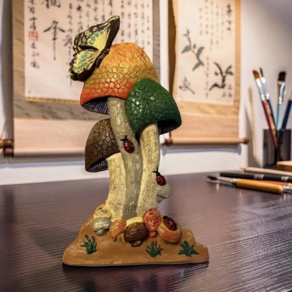 This vintage 1970s wall art chalkware or plaster mushrooms Wall decor Vintage - Picture 8 of 14